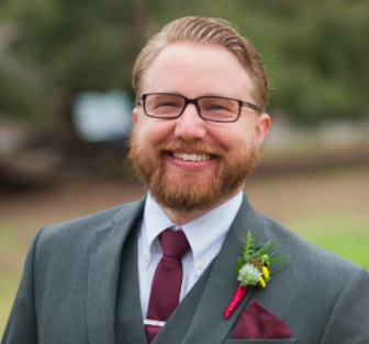 courts: Lars Almquist (headshot), doctoral student at University of Washington’s School of Public Health, smiling redhead with beard, mustache, glasses, gray suit, maroon tie.