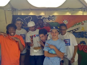 Mural program alum Ratha Sok (third from left) went on to start his on street wear and clothing company, Rawh Creations.