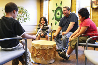 Kids can learn how drums were made and can practice intertribal drumming at NAYA.