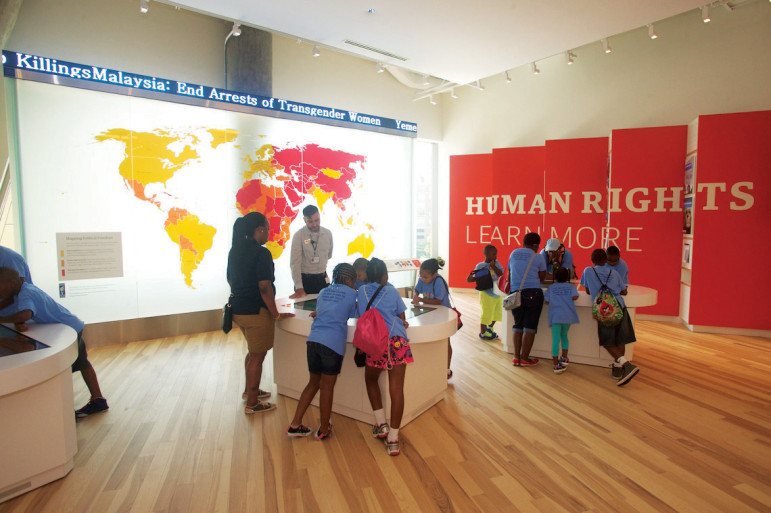 The Civil Rights Museum in Atlanta features a map visually depicting human rights violations by country.
