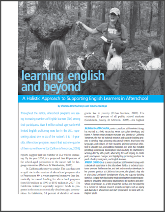 Battacharya, J., Quiroga, J. (2011). Learning English and Beyond, ASM