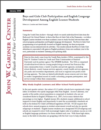 Boys and Girls Club Participation and English Language Development Among English Learner Students