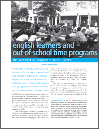 Maxwell-Jolly, J. (2011). English learner and out-of-school time programs, ASM, fall