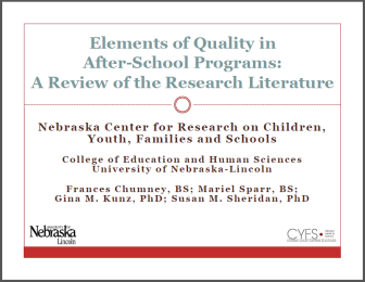 Elements of Quality in After-School Programs - A Review of the Research Literature