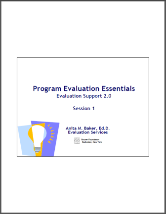 Program Evaluation Essentials - Evaluation Support, Session 1