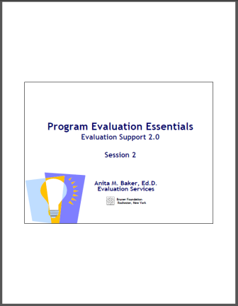 Program Evaluation Essentials - Evaluation Support, Session 2