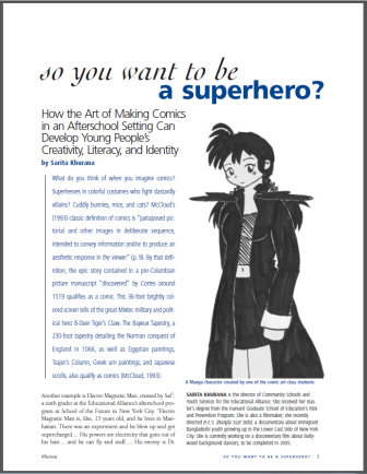 So you want to be a superhero_ How the Art of Making Comics in an Afterschool Setting Can Develop Young PeopleGÇÖs Creativity, Literacy, and Identity-1