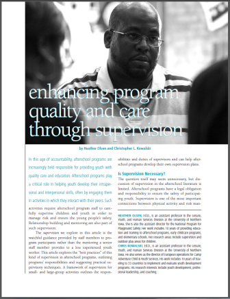 Enhancing Program Quality and Care Through Supervision