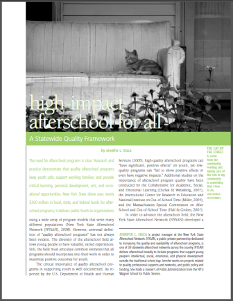 High Impact Afterschool for All - A Statewide Quality Framework