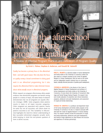 How Is the Afterschool Field Defining Program Quality - A Review of Effective Program Practices and Definitions of Program Quality