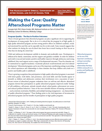 Making the Case - Quality Afterschool Programs Matter