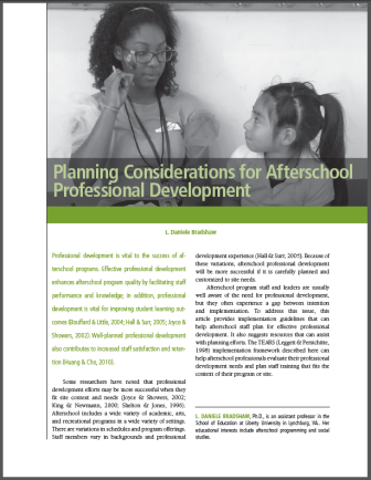 Planning Considerations for Afterschool Professional Development