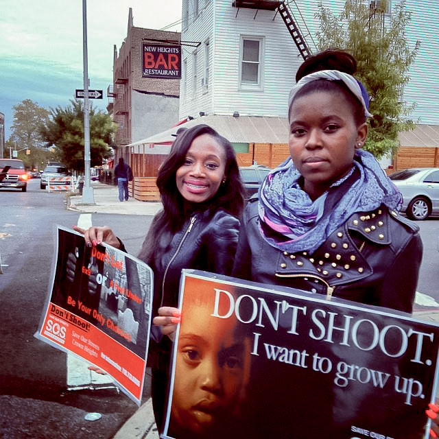 YO S.O.S. members Asher and Tamia at a shooting response on St. Marks Avenue and Schenectady after a fatal shooting in Oct 2013.
