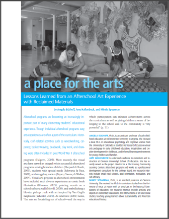 A Place for the Arts - Lessons Learned from an Afterschool Art Experience with Reclaimed Materials