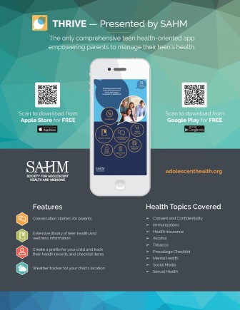 A promotional flyer for the new app "THRIVE."