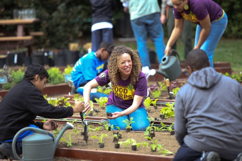 Service Year corps member who serve with FoodCorps help connect kids to healthy food in school. Serving as an AmeriCorps member with FoodCorps is a fulltime, 11-month commitment, with 1,700 service hours from September to July.