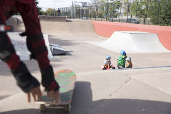 Bay Ridge, Brooklyn - Students in an after-school skateboard program hang out in the skate park in Owl’s Head Park in Bay Ridge, Brooklyn on Oct. 26. Jennifer Cohen’s body was found in the same skate park nearly a month earlier.