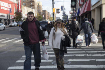 Oct. 26, 2016 - Bay Ridge, Brooklyn - Andrew Lavin and his girlfriend Jessica Capano walk down a street in Bay Ridge, Brooklyn. Nearly a month after her murder, Lavin is struggling to raise enough money to pay for his sister’s funeral services. 