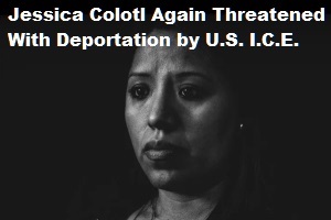 Immigration threat for Jessica Coulter: headshot on black background (click to see video)