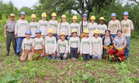 youth on public lands project in hard hats