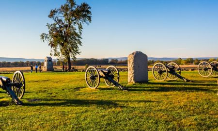 american battlefield K-12 field trip support grants; cannons and monuments at gettysburg