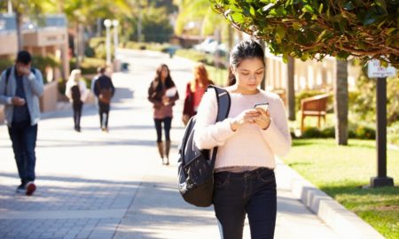 transfer and mobility higher education report, students walking on college campus