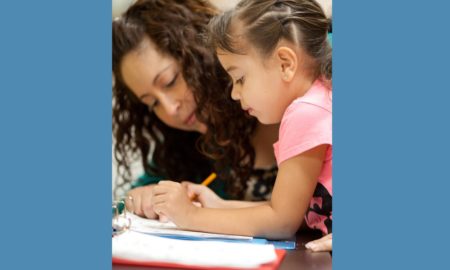 five steps to stronger child welfare workforce; worker helping child with homework