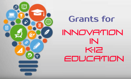 GrantsInnovation Education k-12 Lightbulb of multicolor education icons
