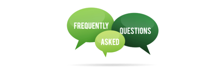 Frequently Asked Questions in green conversayion circles