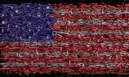 South: US flag formed out of bullets