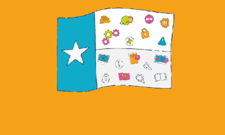 Texas school safety grants; texas flag with safety icons graphic