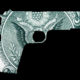 VOCA: Shape of Gun over detail of U.S. Dollar Bill, money