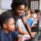 Getting Support for Summer Learning Report; teacher helping students on computers