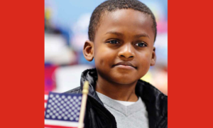 Land of Inopportunity: Closing the Childhood Equity Gap report; young black child holding American flag