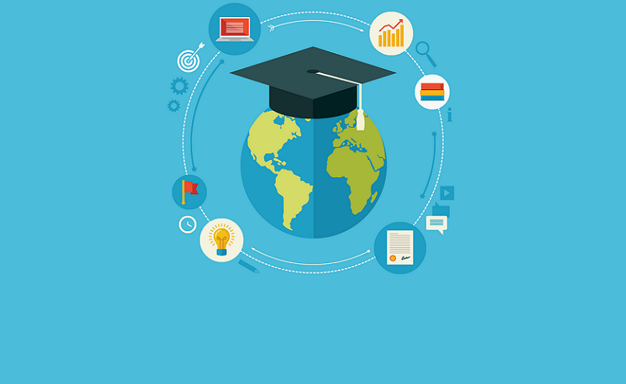 International Undergraduate student Exchange Program Grant; graphic of graduation cap on globe