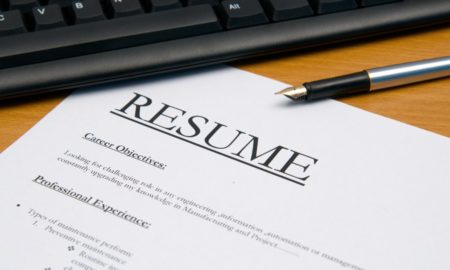 employment: image of resume for jobs application.