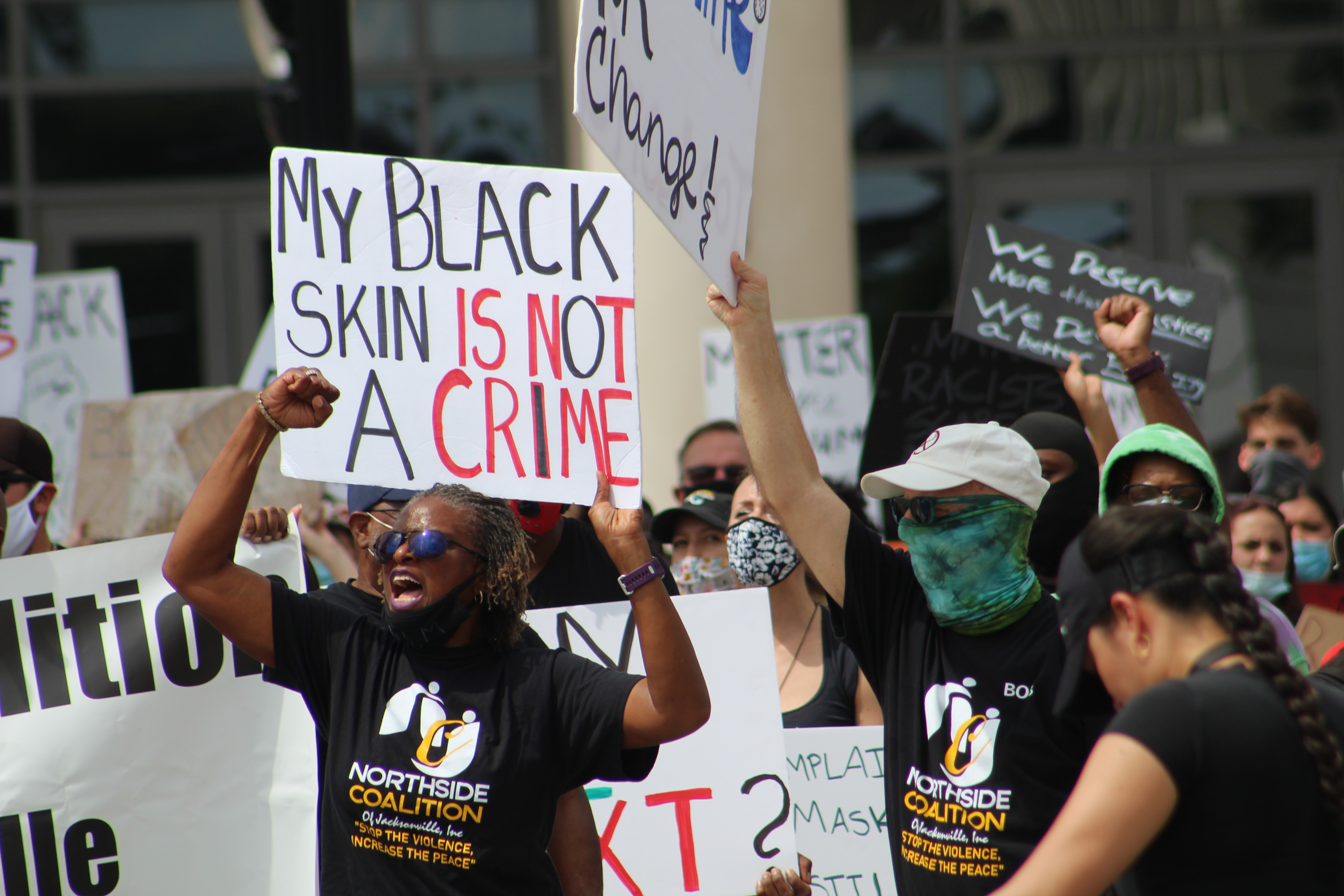 Black Lives Matter Protest Jacksonville: The crowd chants at the June 13 march in Downtown Jacksonville