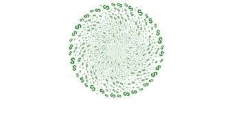 fundraising: Round cluster organized from scatter dollar symbols.