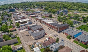 Rural community grants; aerial view of St. Charles, Minnesota