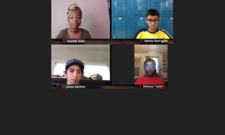 high school: Screenshot of 2 boys, 2 girls in 4 squares. Tags: COVID-19, coronavirus, pandemic, high school, racial equity, racism, ost, afterschool, out-of-school time
