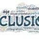 accessibility: Inclusion vector illustration word cloud isolated on a white background.