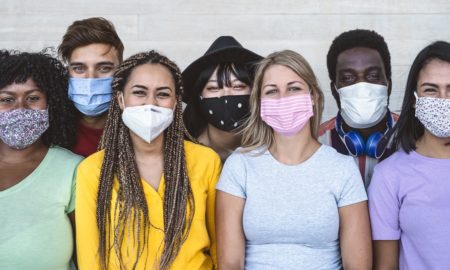 Innovative youth-led COVID recovery grants; Group young people wearing face mask for preventing corona virus outbreak