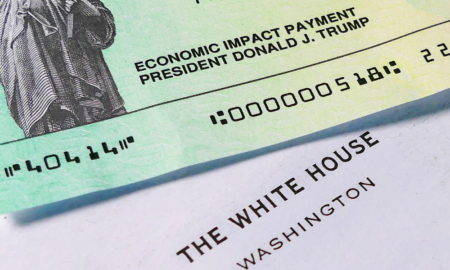 stimulus: An Economic Impact Payment check from President Donald Trump and letter from White House.