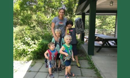 Maine Community and COVID resilience grants; happy family going to outdoor area