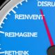 supervisors: Words Disrupt Rethink Reimagine Reinvent on blue Speedometer