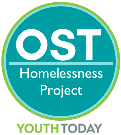 Youth Today Homelessness Project logo T"OST Homelessness Project" in white on teal circle