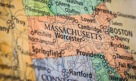 Massachusetts: Closeup Of Massachusetts on map