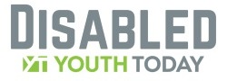 LOGO Disabled Youth Today Gray & lime green text on white background banner