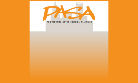 Job Listing: LOGO PASA Orange text on grey city skyline silhouette with white sky & orange border & fade