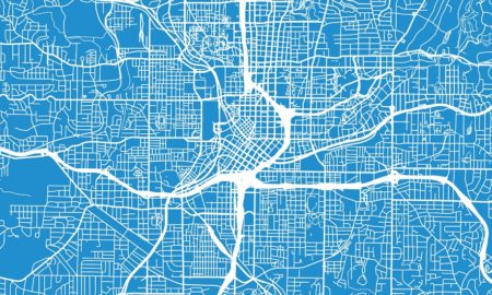Education borders in Atlanta; blue and white street map of Atlanta